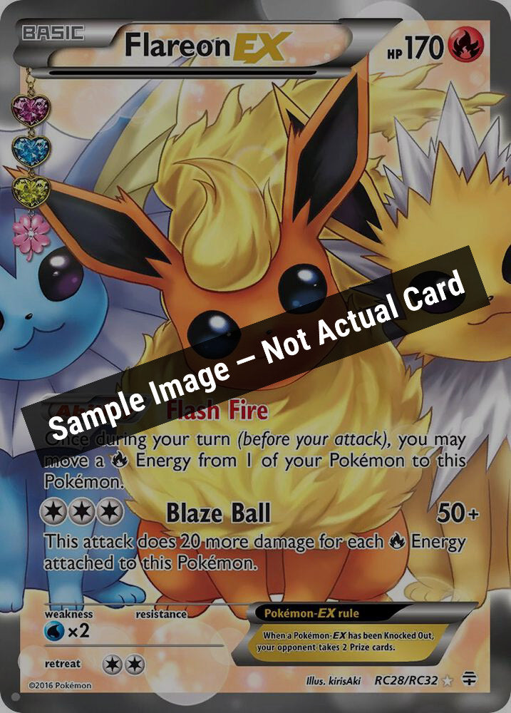 Pokemon,Generations: Radiant Collection,Flareon EX (Full Art) - RC28/RC32,Holofoil,Near Mint — Sample Image, Not Actual Card