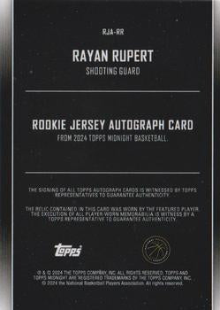 2023-24 Topps Midnight #RJA-RR Rayan Rupert Rookie Jersey Autographs #/25