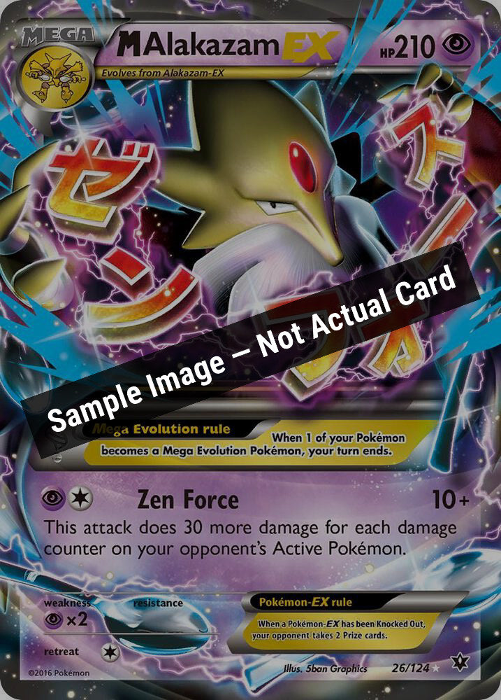 Pokemon,XY - Fates Collide,M Alakazam EX - 26/124,Holofoil,Lightly Played — Sample Image, Not Actual Card