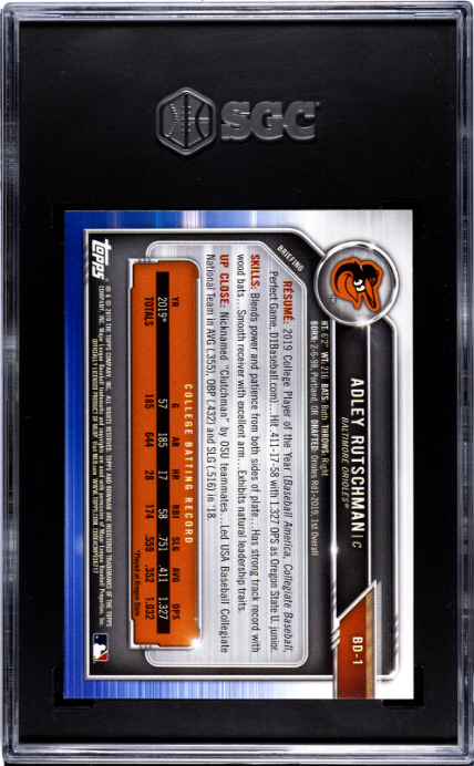 2019 Bowman Draft #BD-1 Adley Rutschman SGC 10 4284596