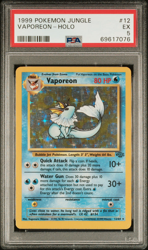 1999 Pokemon Jungle Vaporeon-Holo #12 PSA 5