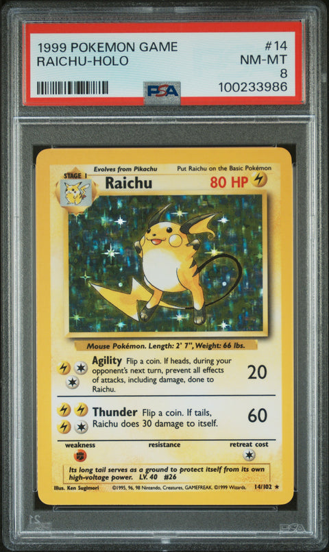 1999 Pokemon Game Raichu-Holo #14 PSA 8