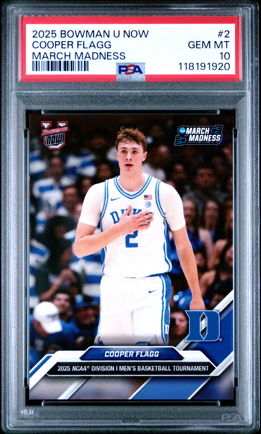 2025 Bowman U Now March Madness #2 Cooper Flagg PSA 10 118191920
