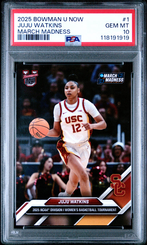 2025 Bowman U Now March Madness #1 Juju Watkins PSA 10 118191919