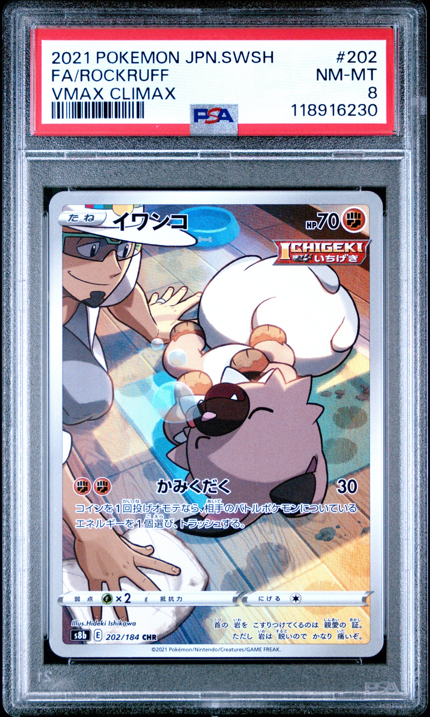 2021 Pokemon Japanese Sword & Shield Vmax Climax Fa/Rockruff #202 PSA 8
