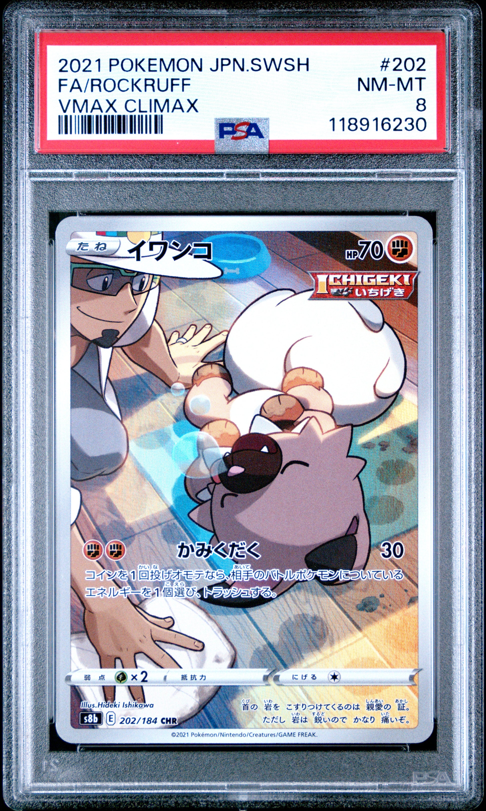 2021 Pokemon Japanese Sword & Shield Vmax Climax Fa/Rockruff #202 PSA 8