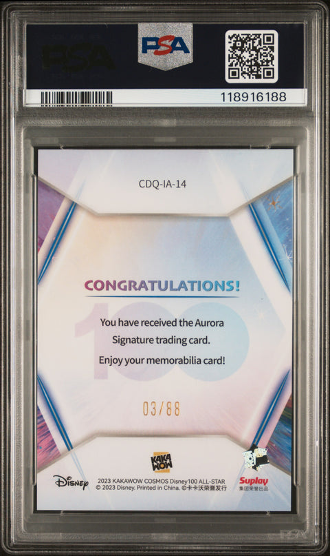 2023 Kakawow Cosmos Disney100 All-Star Signatures Aurora #14 PSA 10