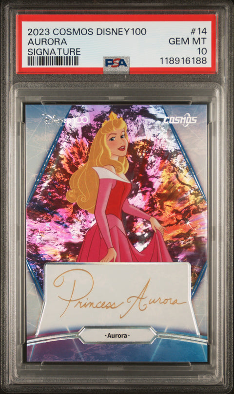 2023 Kakawow Cosmos Disney100 All-Star Signatures Aurora #14 PSA 10