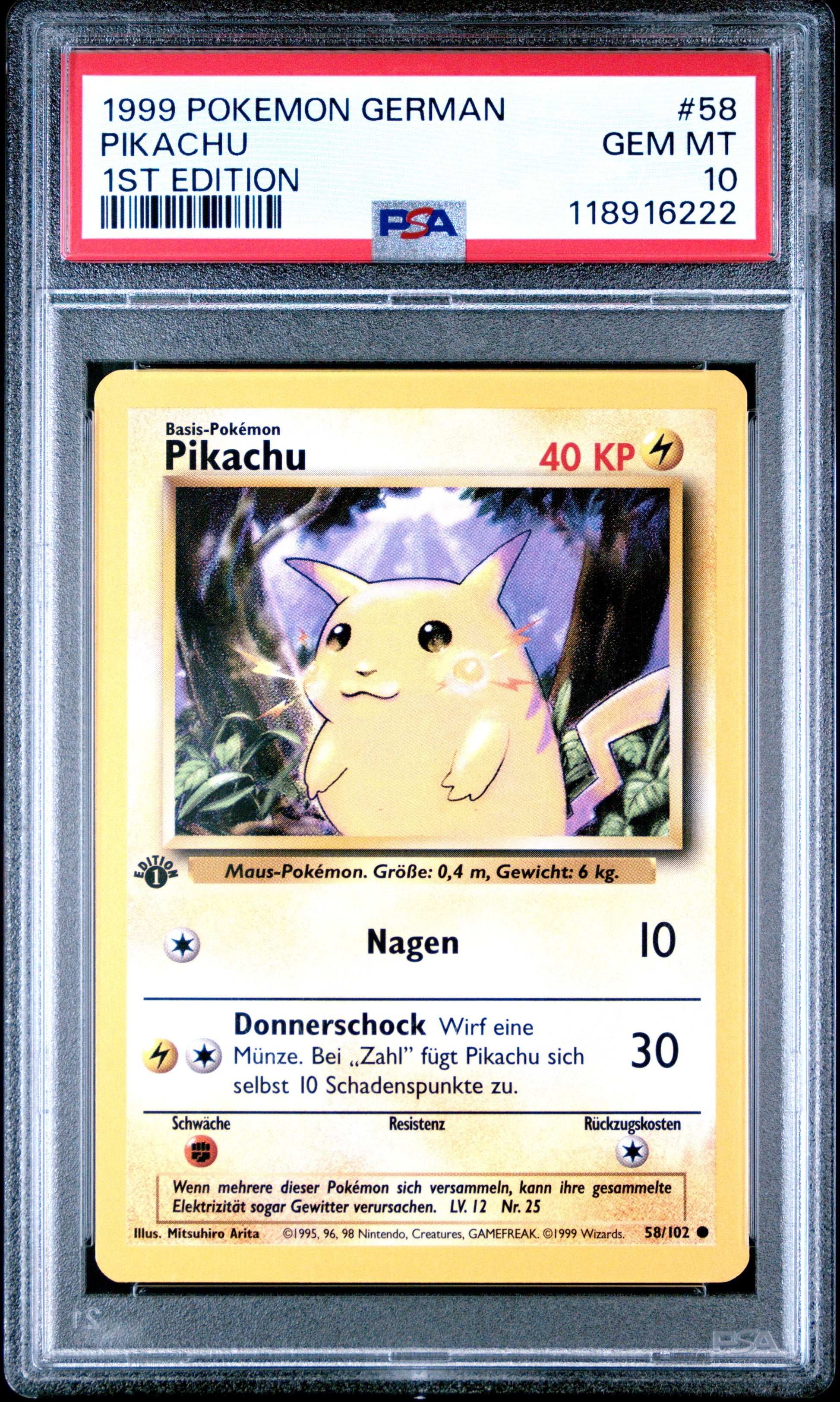 1999 Pokemon German Pikachu #58 PSA 10
