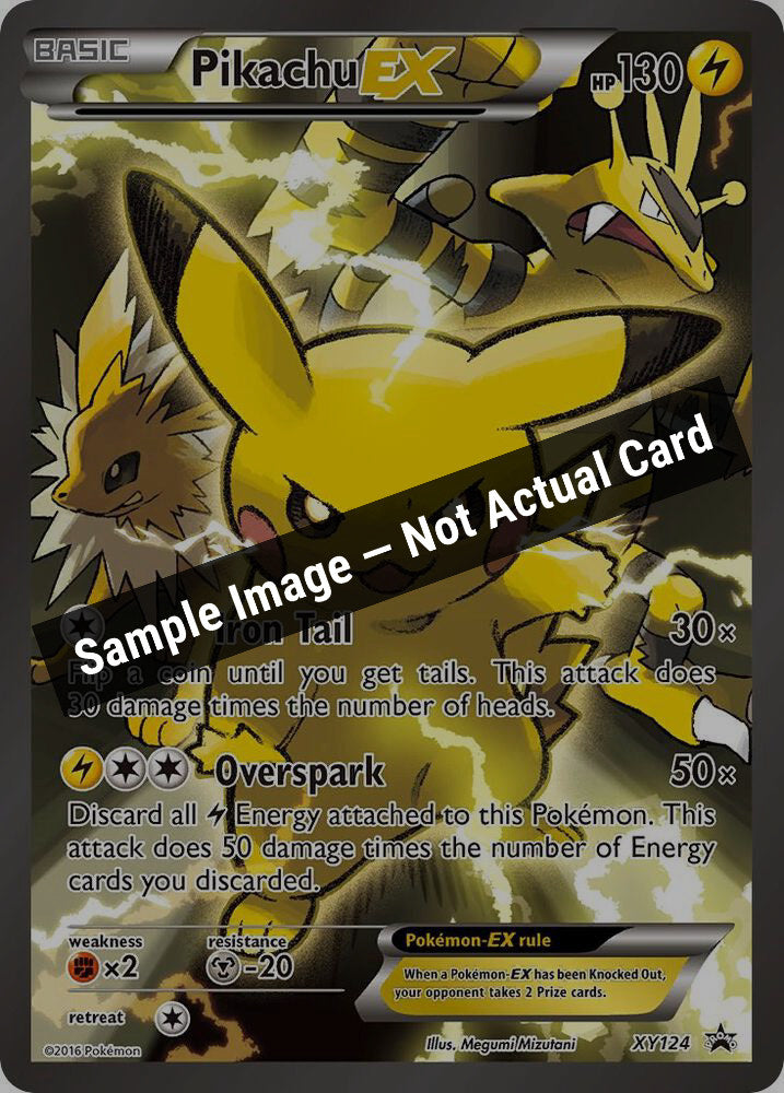 Pokemon,XY Promos,Pikachu EX - XY124,Holofoil,Heavily Played — Sample Image, Not Actual Card