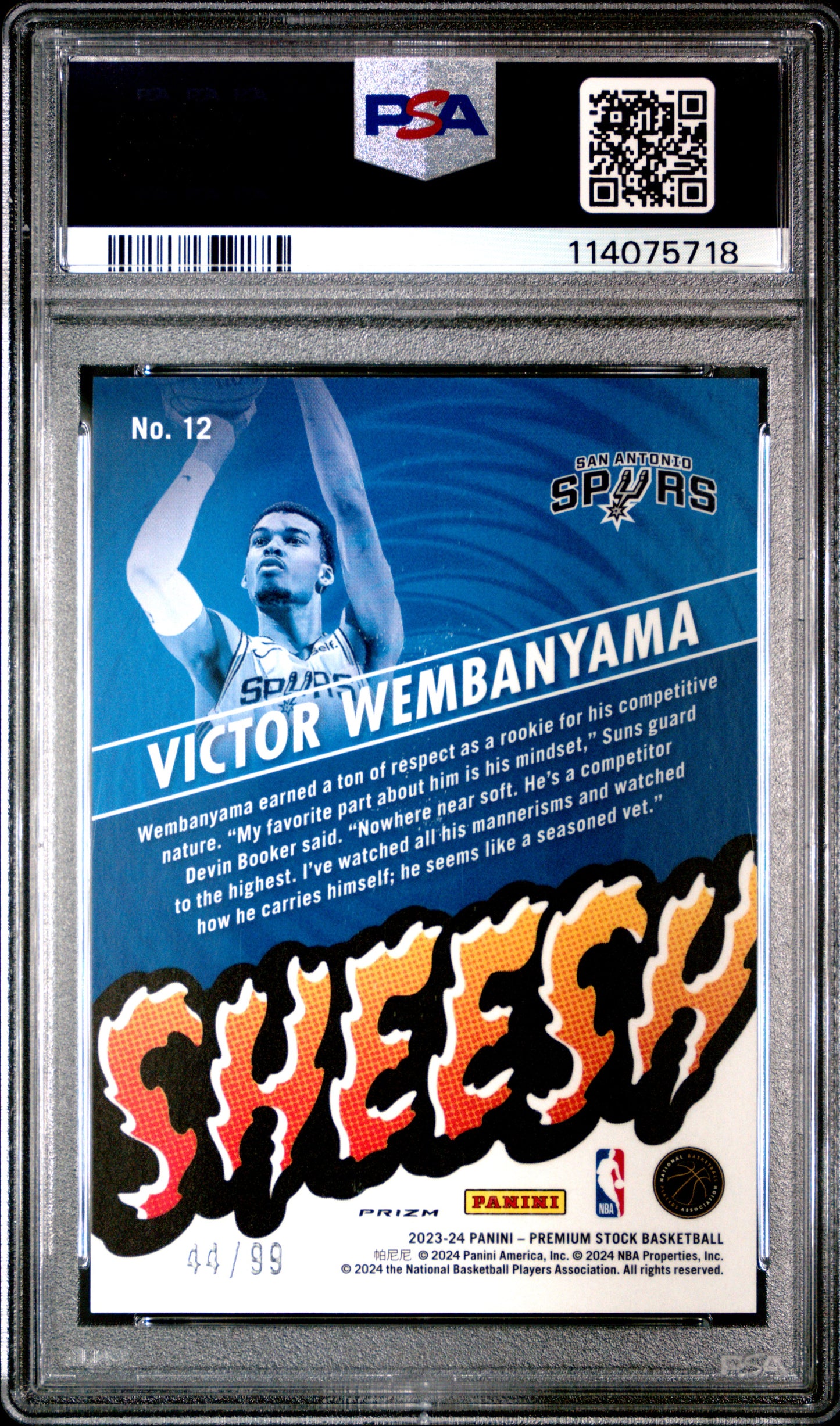 2023 Hoops Premium Stock Victor Wembanyama Sheesh-Blue Ice Prizm PSA 9 114075718