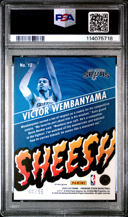 2023 Hoops Premium Stock Victor Wembanyama Sheesh-Blue Ice Prizm PSA 9 114075718