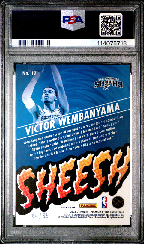 2023 Hoops Premium Stock Victor Wembanyama Sheesh-Blue Ice Prizm PSA 9 114075718