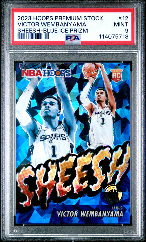 2023 Hoops Premium Stock Victor Wembanyama Sheesh-Blue Ice Prizm PSA 9 114075718