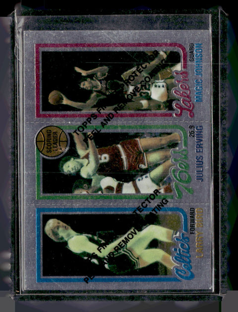 1996 Topps Finest Larry Bird / Julius Erving / Magic Johnson 1980 Topps Reprint