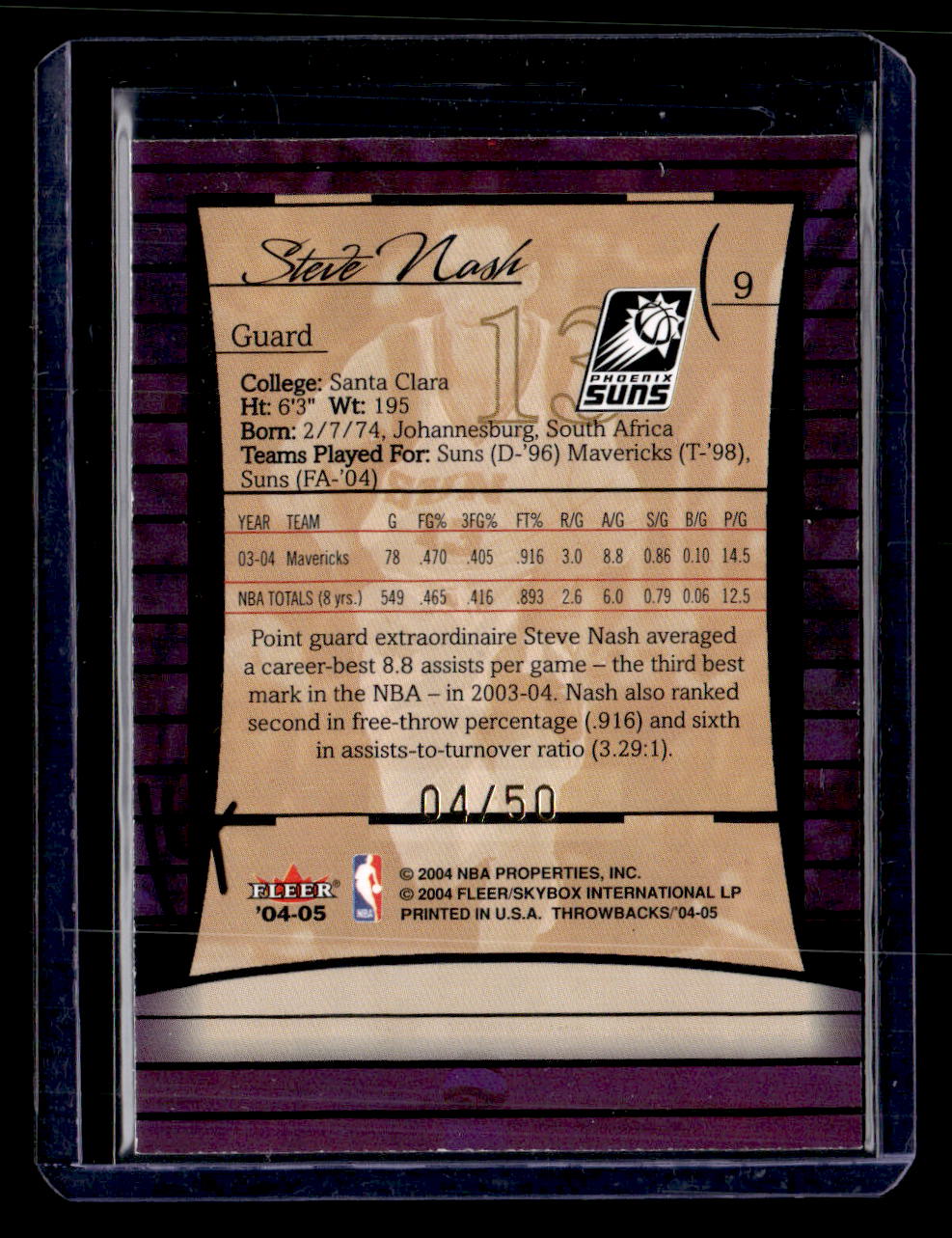 2004-05 Fleer Throwbacks #9 Steve Nash