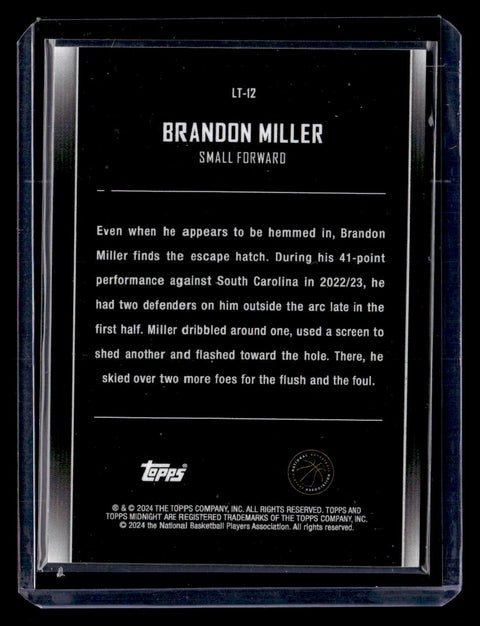 2024 Topps Midnight #LT-12 Brandon Miller Pink Lunar Tide /99