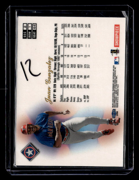 1998 Flair Showcase #44 Juan Gonzalez Row 1