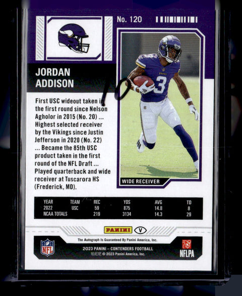 2023 Panini Contenders #120 Jordan Addison Playoff Ticket Auto /149