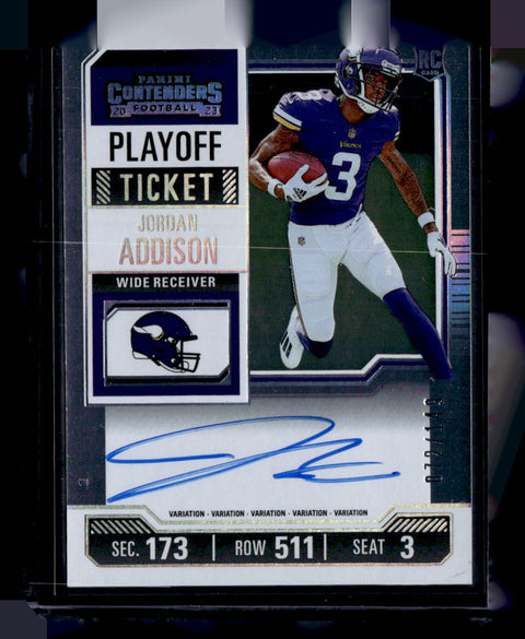 2023 Panini Contenders #120 Jordan Addison Playoff Ticket Auto /149