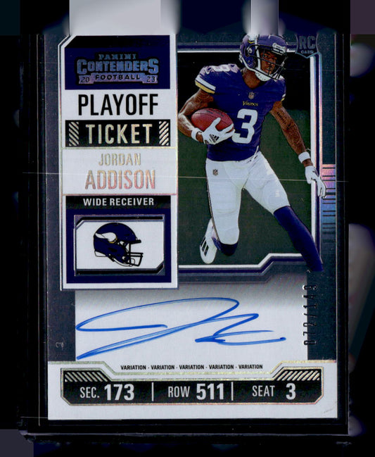 2023 Panini Contenders #120 Jordan Addison Playoff Ticket Auto /149
