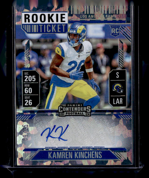2024 Panini Contenders #178 Kamren Kinchens Cracked Ice Rookie Ticket /25