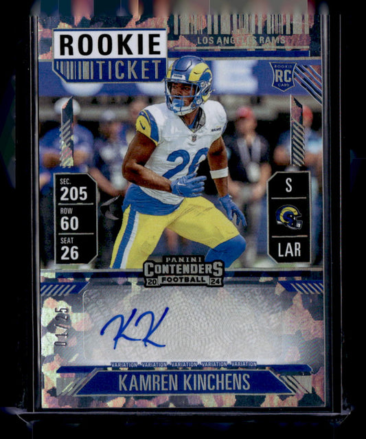 2024 Panini Contenders #178 Kamren Kinchens Cracked Ice Rookie Ticket /25