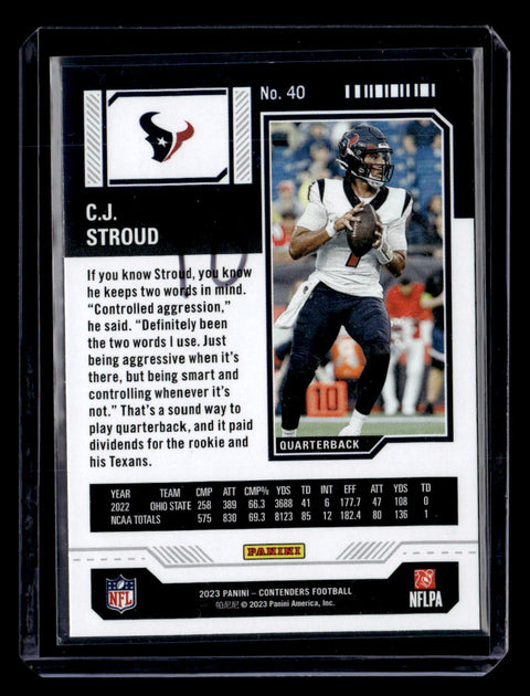 2023 Panini Contenders #40 C.J. Stroud Game Ticket Orange