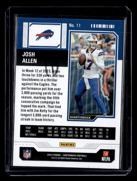 2023 Panini Contenders #11 Josh Allen Game Ticket Bronze