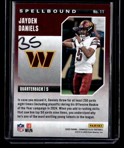 2025 Donruss Elite #11 Jayden Daniels Spellbound Orange Prizm /199