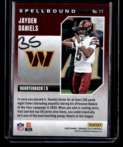 2025 Donruss Elite #11 Jayden Daniels Spellbound Orange Prizm /199
