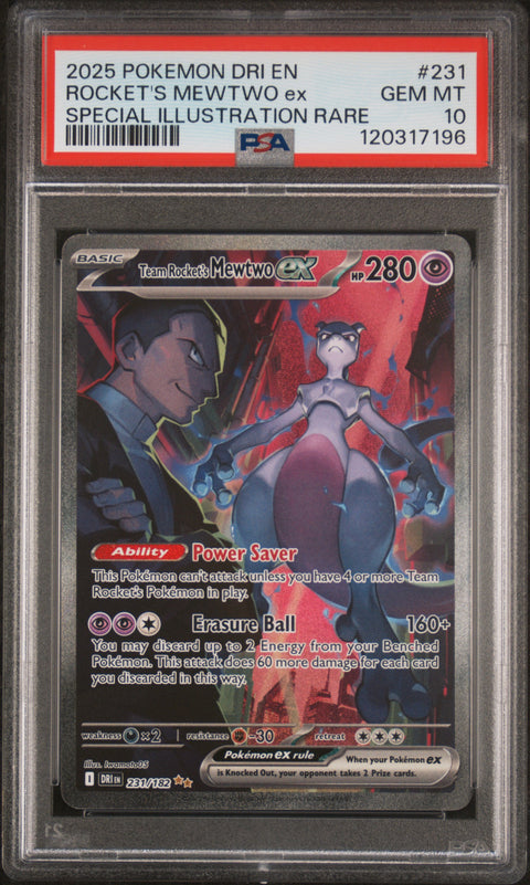 2025 Pokemon Dri En-Destined Rivals #231 Rocket'S Mewtwo Ex SIR PSA 10