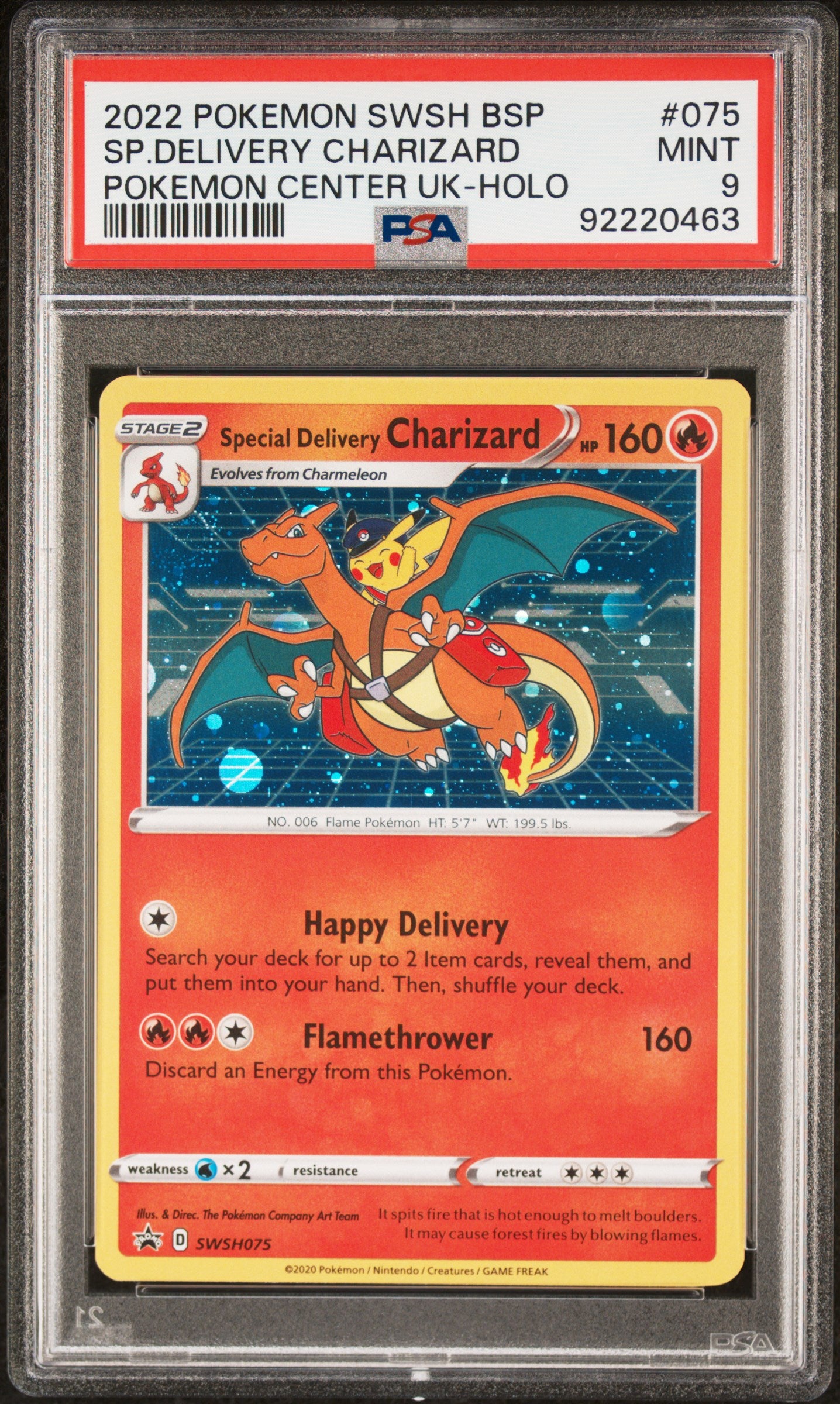 2022 Pokemon Swsh Black Star Promo #075 Sp.Delivery Charizard PSA 9