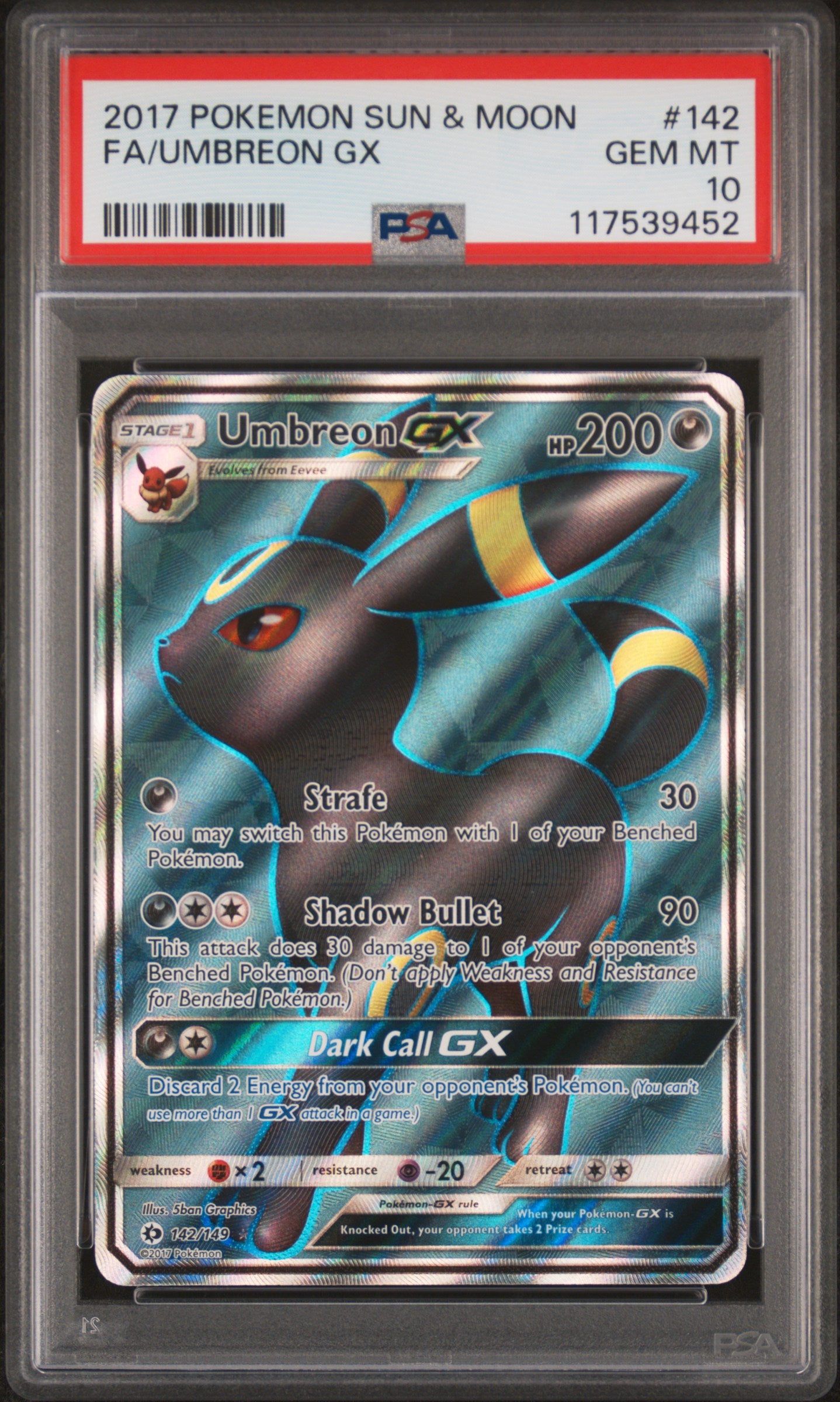 2017 Pokemon Sun & Moon #142 Fa/Umbreon Gx PSA 10