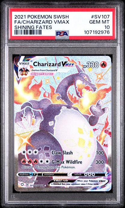 2021 Pokemon Sword & Shield Shining Fates Fa/Charizard Vmax #SV107 PSA 10