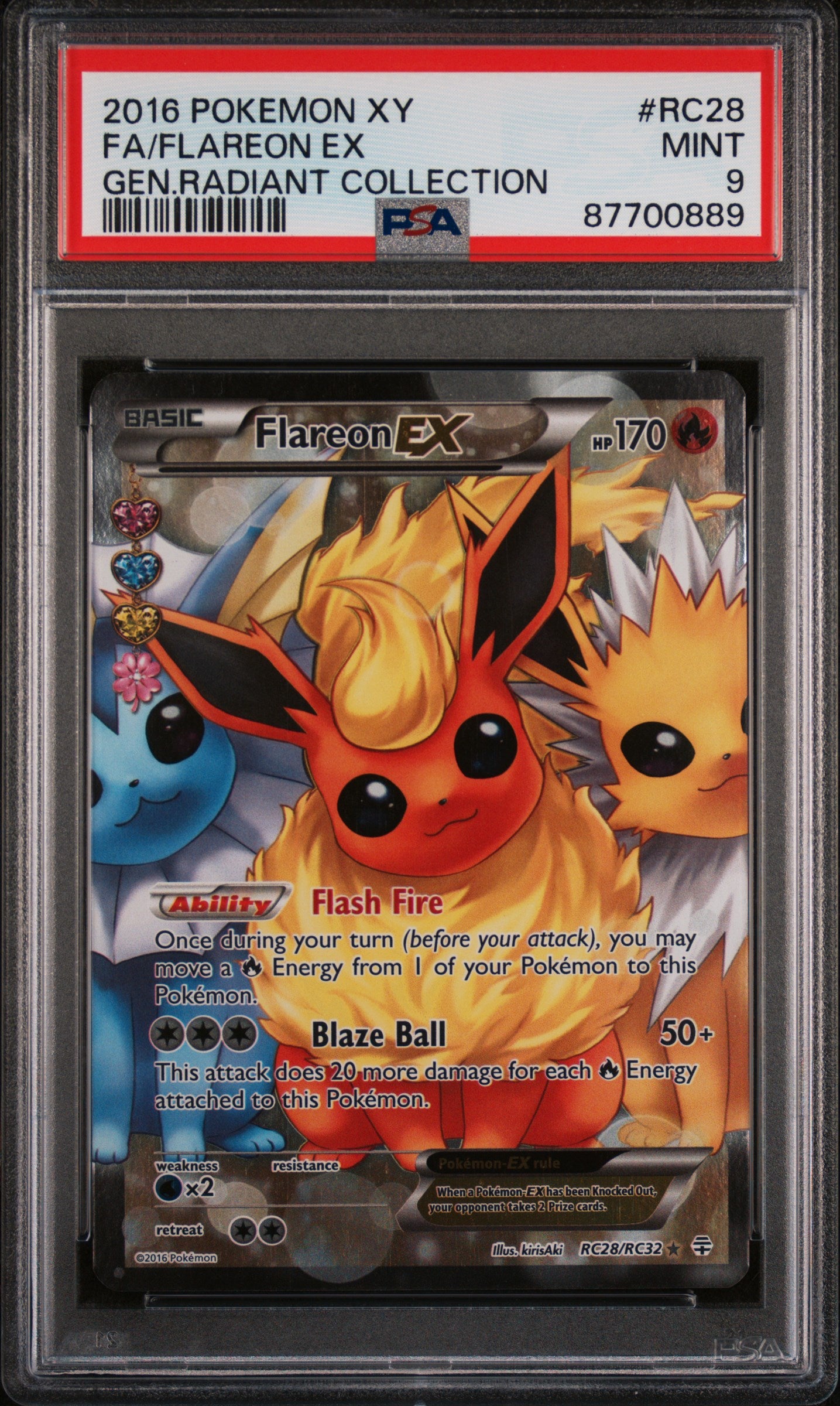 2016 Pokemon Xy Generations Radiant Collection Fa/Flareon Ex #RC28 PSA 9