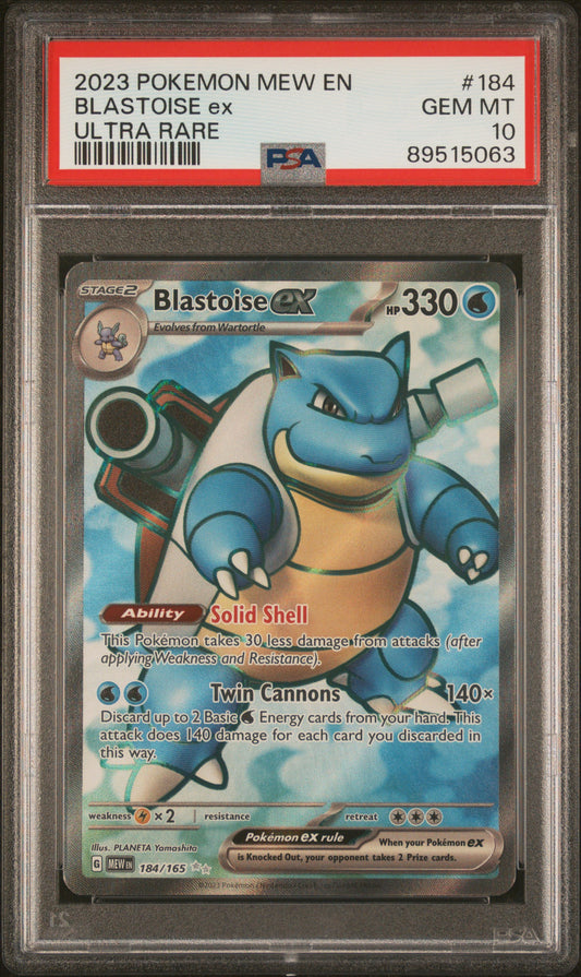 2023 Pokemon Mew En-151 Blastoise Ex #184 PSA 10