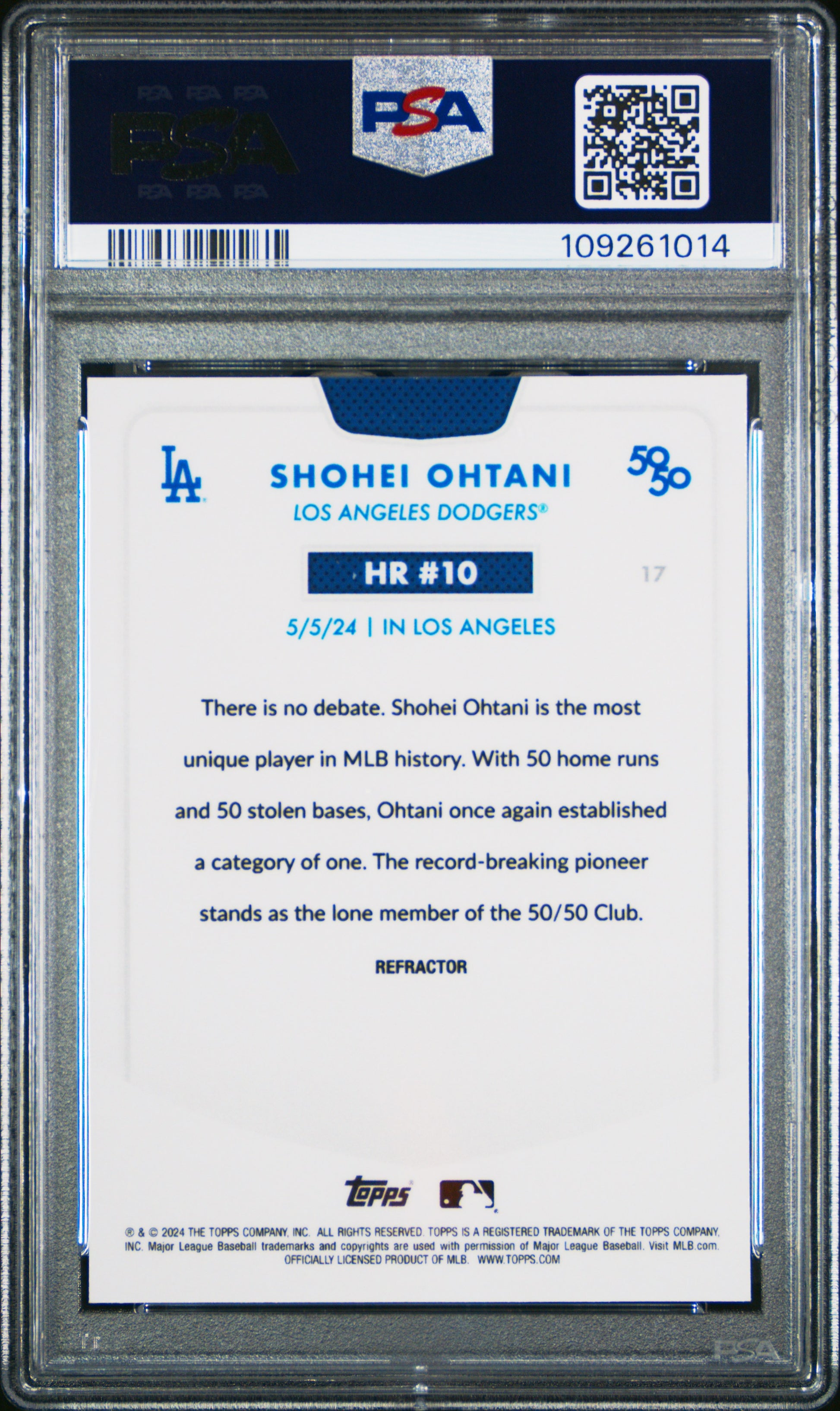 2024 Topps 50/50 #17 Shohei Ohtani Chrome-Refractor PSA 9