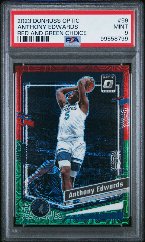 2023 Panini Donruss Optic #59 Anthony Edwards Red And Green Choice PSA 9