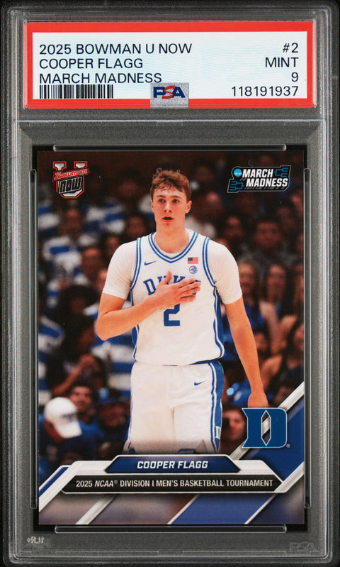 2025 Bowman U Now March Madness #2 Cooper Flagg PSA 9