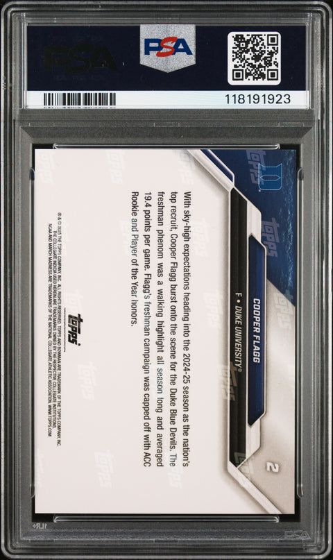 2025 Bowman U Now March Madness #2 Cooper Flagg PSA 9