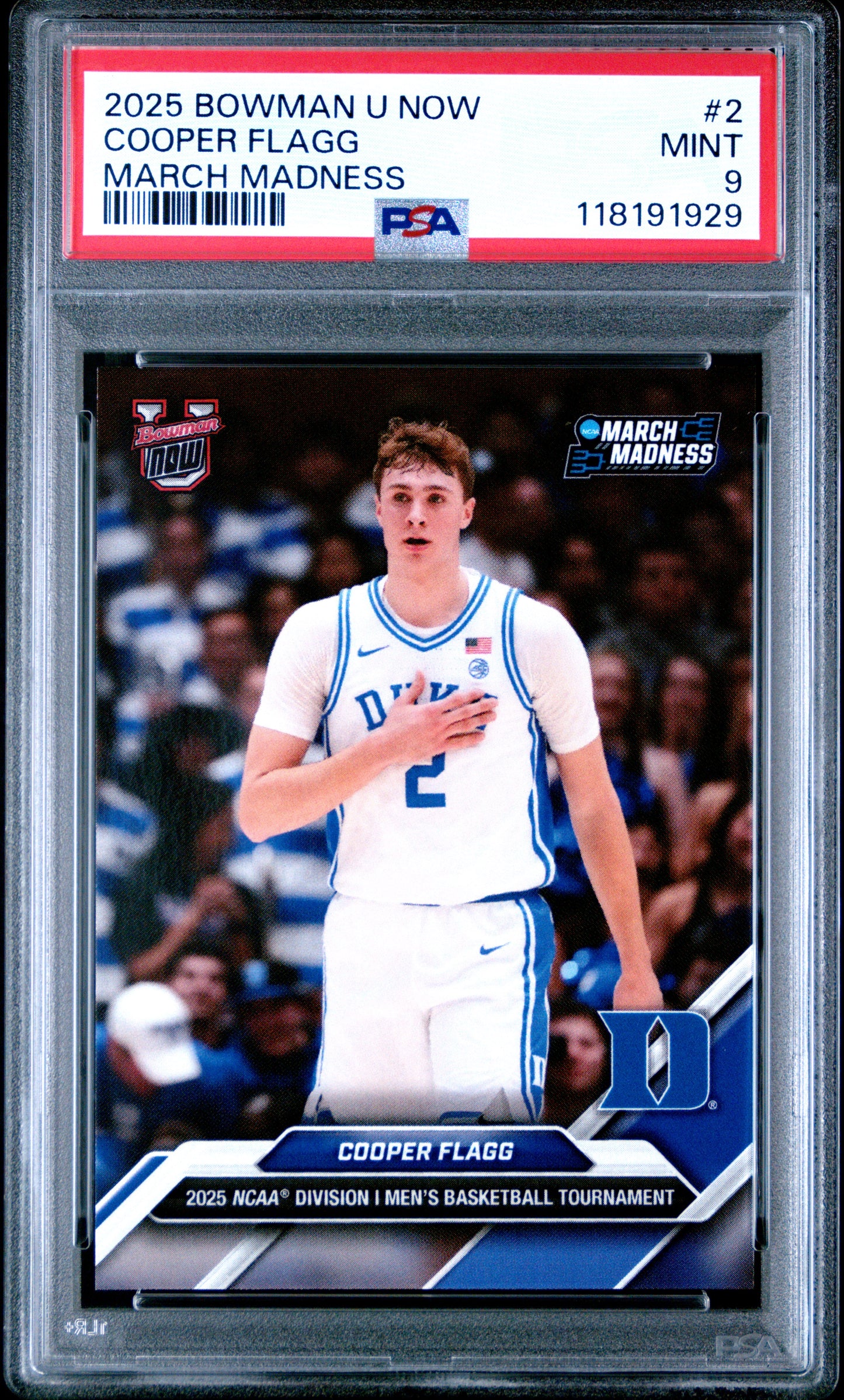 2025 Bowman U Now March Madness #2 Cooper Flagg PSA 9
