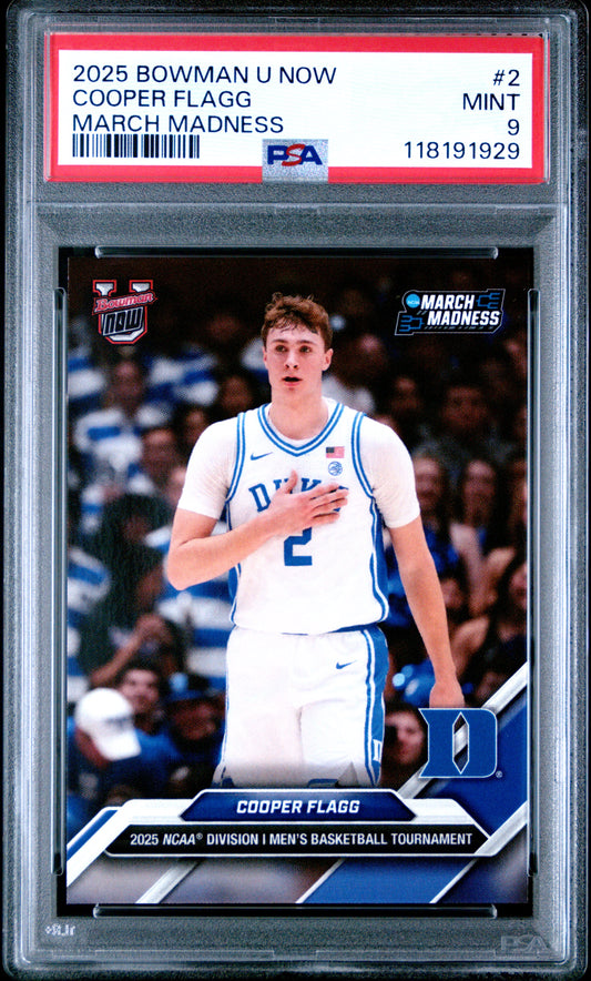 2025 Bowman U Now March Madness #2 Cooper Flagg PSA 9