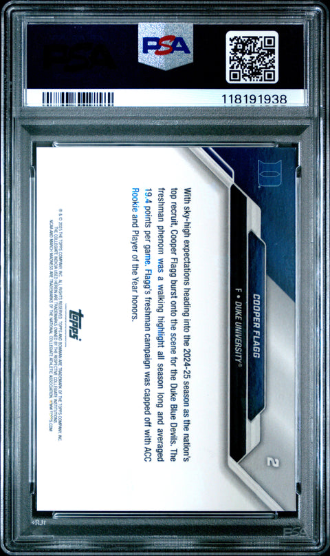 2025 Bowman U Now March Madness #2 Cooper Flagg PSA 9