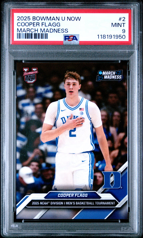 2025 Bowman U Now March Madness #2 Cooper Flagg PSA 9