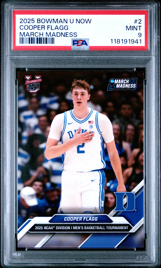 2025 Bowman U Now March Madness #2 Cooper Flagg PSA 9