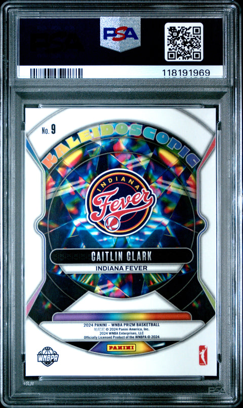 2024 Panini Prizm Wnba Kaleidoscopic #9 Caitlin Clark PSA 8