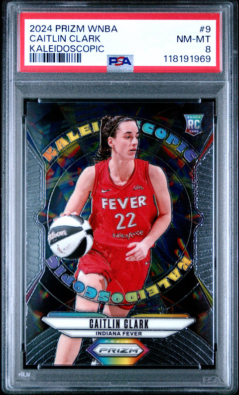 2024 Panini Prizm Wnba Kaleidoscopic #9 Caitlin Clark PSA 8