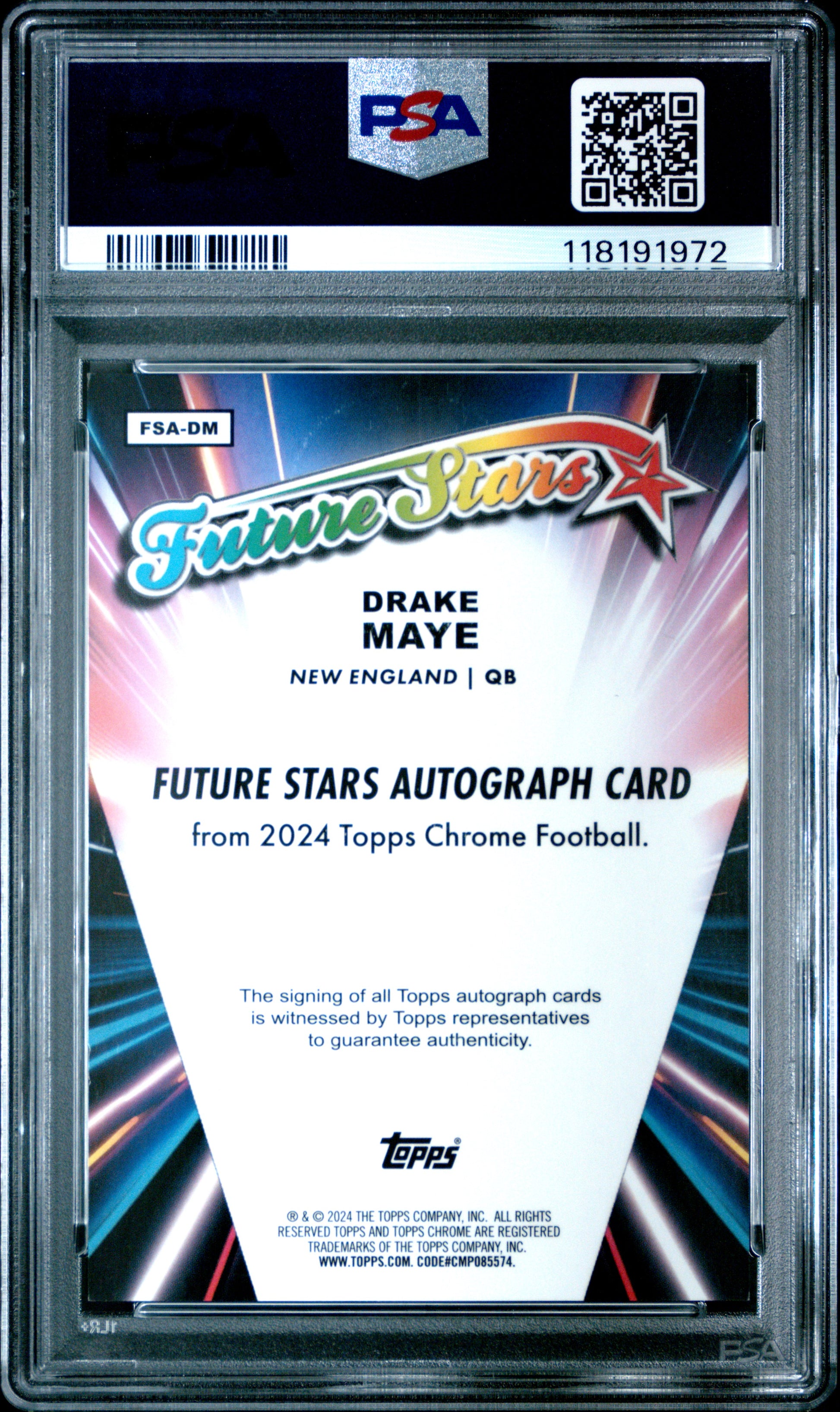 2024 Topps Chrome Drake Maye Future Stars Auto-Aqua Ref PSA 9