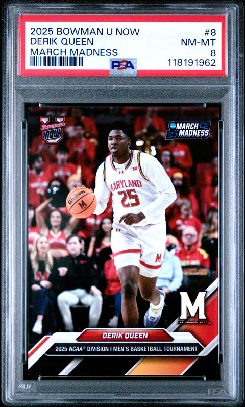 2025 Bowman U Now March Madness #8 Derik Queen Black PSA 8